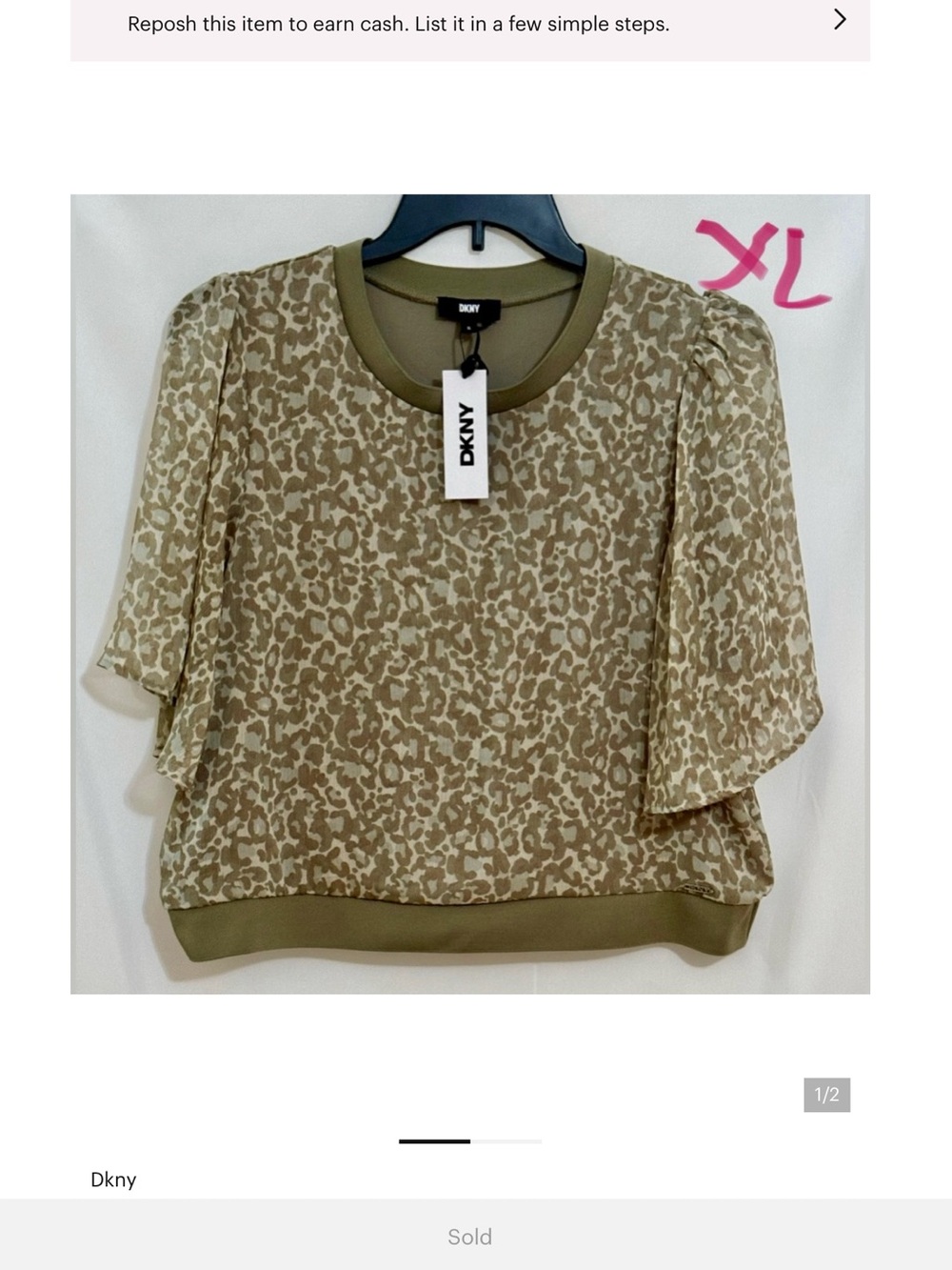DKNY Leopard Print Blouse Brown